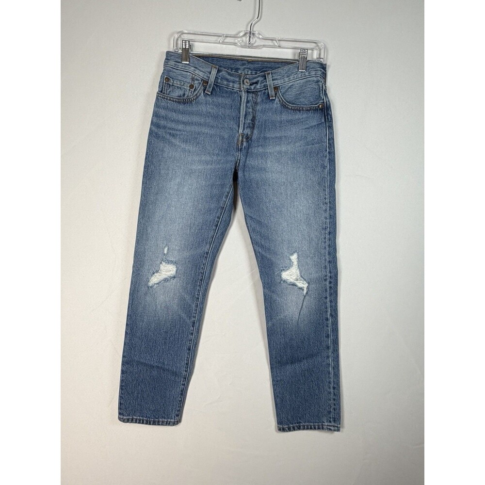 Levi’s 501 CT Women’s Jeans 24x32 Blue Distressed Tapered Button Fly Denim